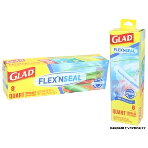 GZB79250, Glad Flex N Seal Zipper Bag Quart 8 Count, 012587792506