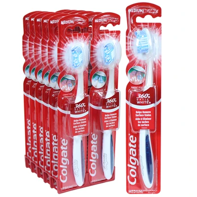 CTB-360-OW, Colgate Toothbrush 360 Optic White Medium, 6001067017332
