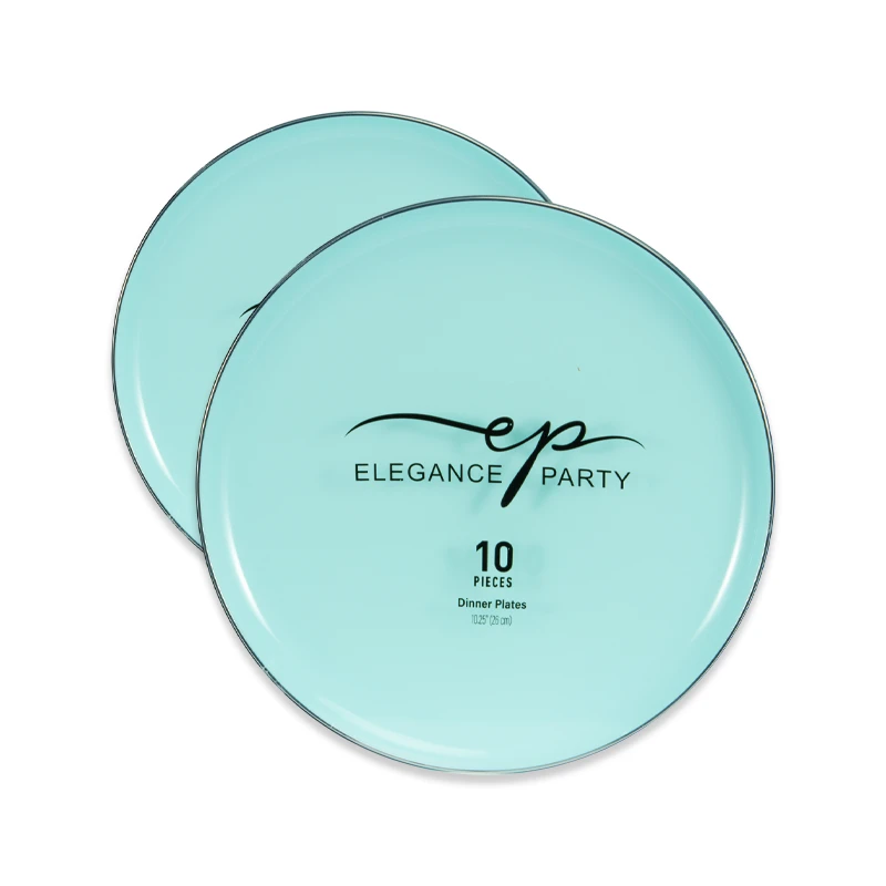 Elegance Party Edge 10PK 10.25" Dinner Plate Mint+Silver