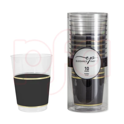 36273, EP 10PK 12oz Tumbler Clear+Gold+Black, 191554362734