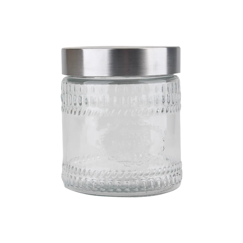 Glass Jar Chrome Lid 1.2L Wide