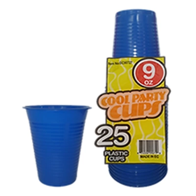 GB90741, Plastic Cups 9oz blue Color 25pc 48ct, 874506990734