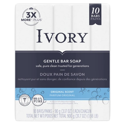 IV10R, Ivory Gentle Bar Soap 3.17oz 10Pack Original, 056100007067