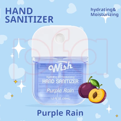 60350, 1.2 oz Hand Sanitizer Spray With Bag,  (4 Scent) Purple Rain/Peachy Nectar/Fruit Punch/Cherry Pop — Wish, 191554603509