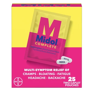MIDOL-DP25, Midol Two Caplet Pouch Display Box 25's
