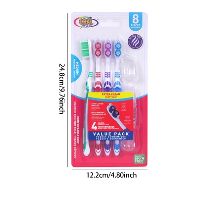 68004, Oral Fusion Medium Bristle Toothbrush & Cap 8PK Set, 191554680043