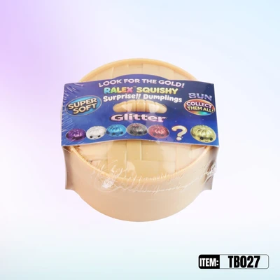 TB027, Ralex Squishy Dumplings Glitter Surprise Gold 3.35", 887258010278