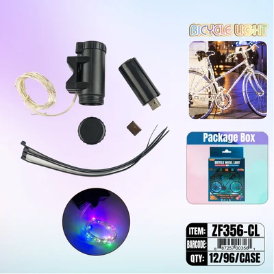 ZF356-CL, Bicycle Wheel LED Rainbow Light Rechargeable, 887257003653