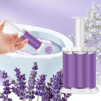 60129, Toilet Cleaning Gel  4 Pack Clean Lavender Scent 6.43oz with 56 Stamps - Air Fusion, 191554601291
