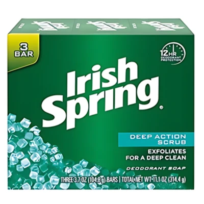 IS3DCS, Irish Spring Bar Soap 3.75oz 3pk Deep Clean Scrub, 035000148940