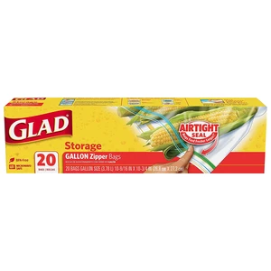C55050, Glad Zipper Bag 20CT Gallon Storage, 12587550502