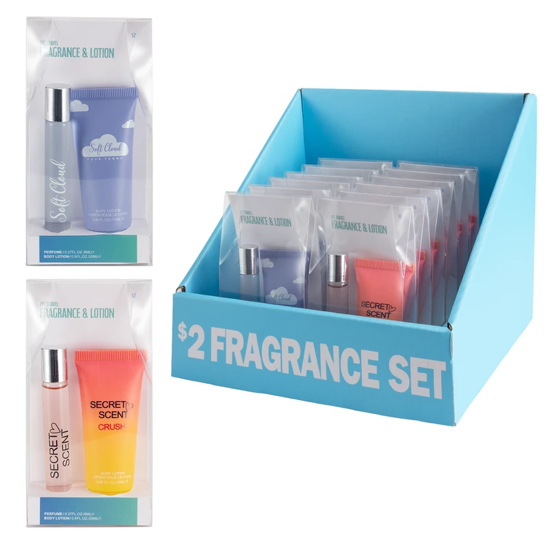Women's 2pcs MINI TRAVEL SET PDQ 1 0.27fl.oz/8ml EDP 0.9fl.oz/25ml Bpdy Lotion