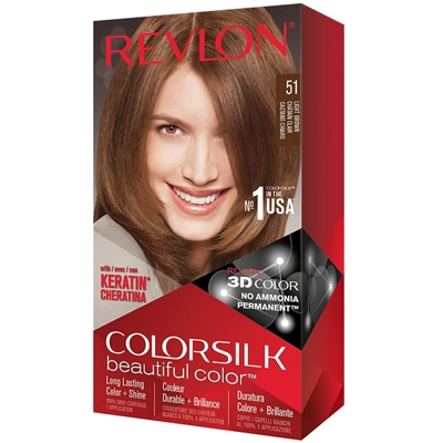 CS51, Revlon ColorSilk Hair Color #51 Light Brown, 309978695516