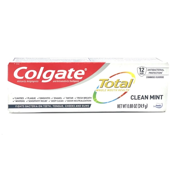 CTP88CM, Colgate Total Toothpaste Clean Mint Travel Size 0.88 Ounce Expired, 035000459862