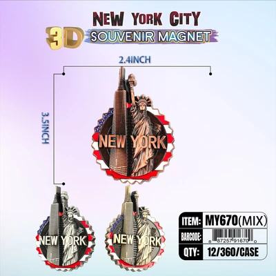 MY670, New York Souvenir M. Metal Magnet, 887257916700
