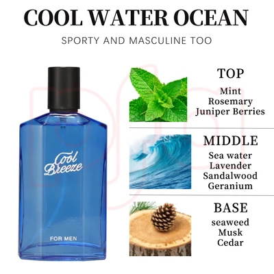 88219, Eau de Parfum 3.4 oz/100 ml Cool Breeze Rouge Wave Men - United Scents, 191554882195