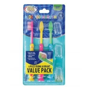 CT68031, Oral Fusion Toothbrush Kids 6PK w/ Suction Dots (Cititrends), 191554680319