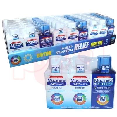 M18CF-3, Mucinex Cold & Flu Day & Night Time 18oz 3PK Expired, 363824018119