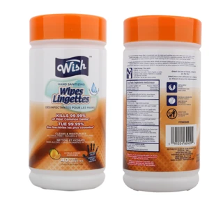 60409, Wish Hand Sanitizing Wipes Can 40CT Lemon, 191554604094