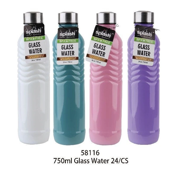 58116, Splash Bottle Glass 750ml Shiny Top Wave, 191554581166