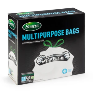 ST-30203, Drawstring Trash Bag Flex 13 Gal 130CT White Lemon - Scotts, 191554302037