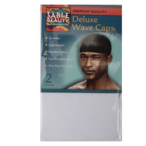 23033, Sable Beauty Deluxe Wave Cap 2PK White, 191554230330
