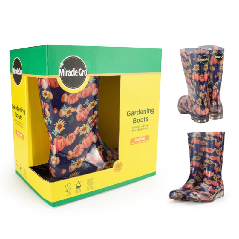 Miracle.Gro Gardening Rain Boots Mid Calf Floral 6-10 30*19.5*30.2cm