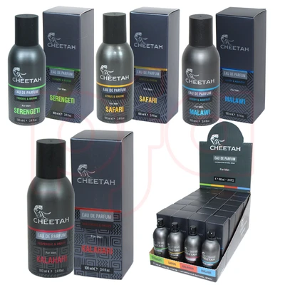 99112, Cheetah Men's Eau De Parfum Spray w/Testers 100mL (3.3oz) Assorted PDQ, 8696601102872