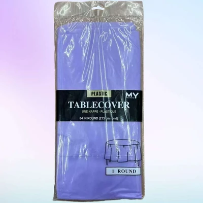 D5737-P19, Plastic Table Cover LAVENDER Round, 887257557378
