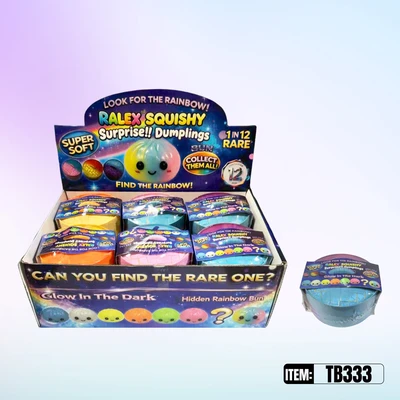 TB333, Ralex Squishy Dumplings Tie-Dye Hidden & Glow In Dark Surprise 3.35" Printed Steamer, 887258013330