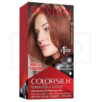 CS55, Revlon ColorSilk Hair Color #55 Lt Reddish Brown, 309978695554