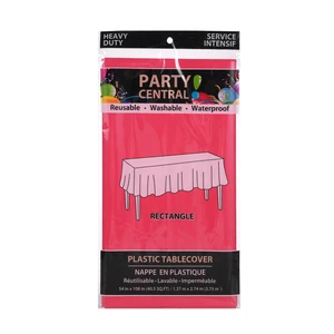 50001, Party Central Heavy Duty Rectangle Plastic Tablecover - Red, 191554500013
