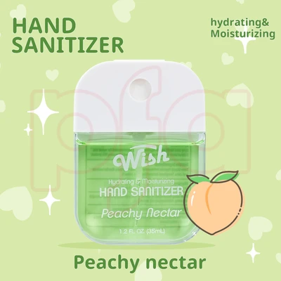 60350, 1.2 oz Hand Sanitizer Spray With Bag,  (4 Scent) Purple Rain/Peachy Nectar/Fruit Punch/Cherry Pop — Wish, 191554603509