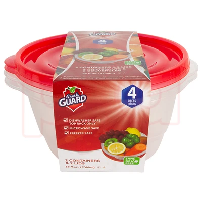 56028, Fresh Guard Storage Container Red Round 57.49oz 4PK, 191554560284