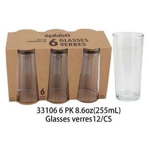 33106, Splash Drinking Glass Cup 8.6oz 6PK, 191554331068