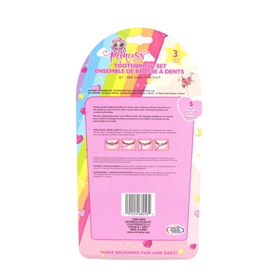 68056, Oral Fusion Kids Princess Toothbrush 3PK Set With Rinsing Cup, 191554680562