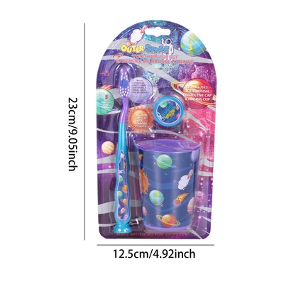 68055, Oral Fusion Kids Outer Space Toothbrush 3PK Set With Rinsing Cup, 191554680555