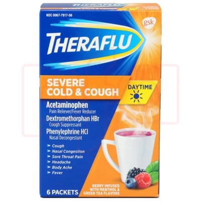 TMS6TL, Theraflu Multi-Symptom Severe Cold Green Tea & Honey Lemon flavors 6ct, 300676426068