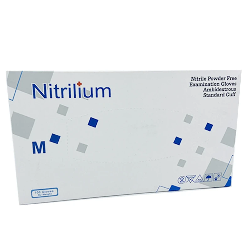 Nitrilium Powder Free Nitrile Examination Gloves Size Medium Blue