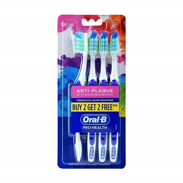 OB4CC, Oral-B Toothbrush Anti-Plaque Crisscross 4PK, 4902430783293