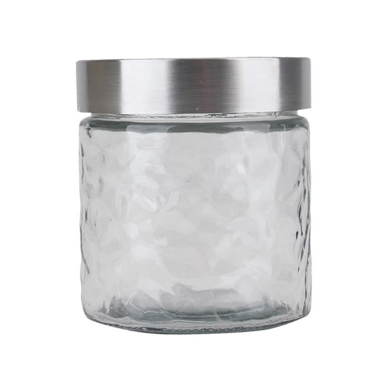 Glass Jar Chrome Lid 900ml Wide