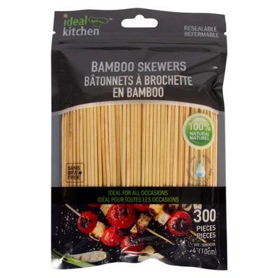 39008, Ideal Kitchen Bamboo Skewers 300CT 3.9 inch, 191554390089