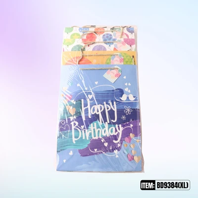 BD9384-XL, Birthday Gift Bags XL.Assorted x4 Styles 11.8"x4.7"x16.5", 887257195099