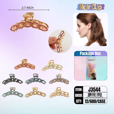 J3544, Hair Clip 3″ Inch with Diamond Assorted, 887257835445