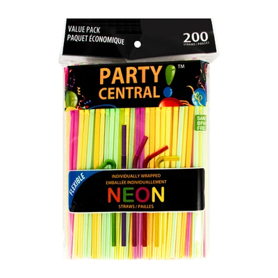 39101, Party Central Drinking Straw 200PK, 191554391017