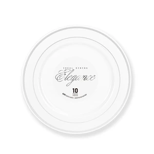 36200, Elegance Plate 6.25" White + 2 Lines Stamp Silver, 191554362000