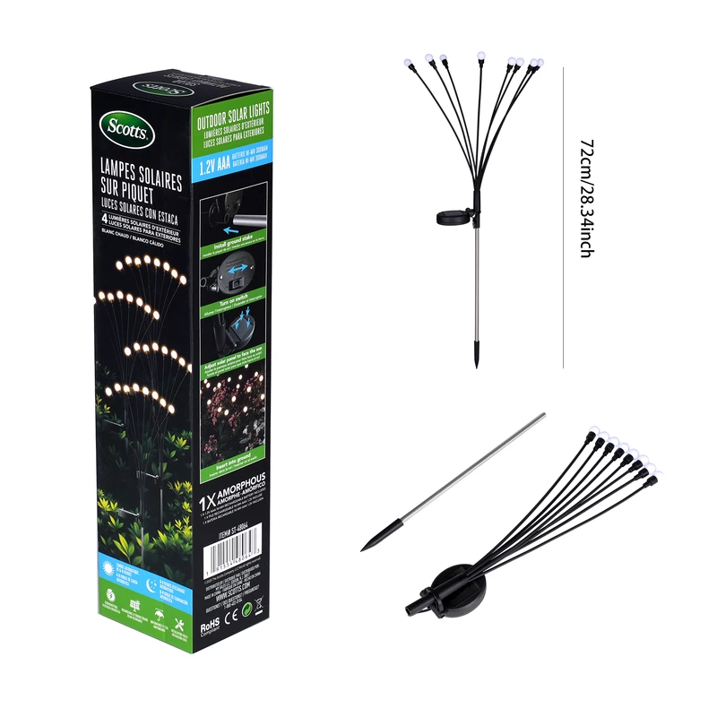 Scotts Solar Pathway Lights Round 8 Heads 4pk