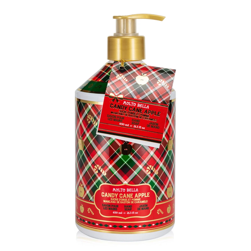 Molto Bella Hand Soap 21.3 FL OZ Holiday Plaid Candy cane apple