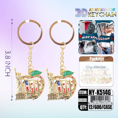 NY-K514G, NY key chain Gold, 887257947018