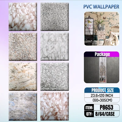 P8653, Self-Adhesive Marbled Wallpaper 19.7Sq Ft Roll
